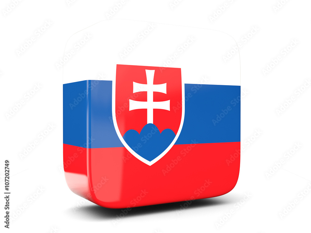 Obraz premium Square icon with flag of slovakia square. 3D illustration