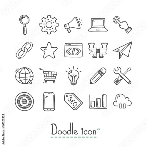 SEO Icon. Doodles Icon. Hand drawn Icon.