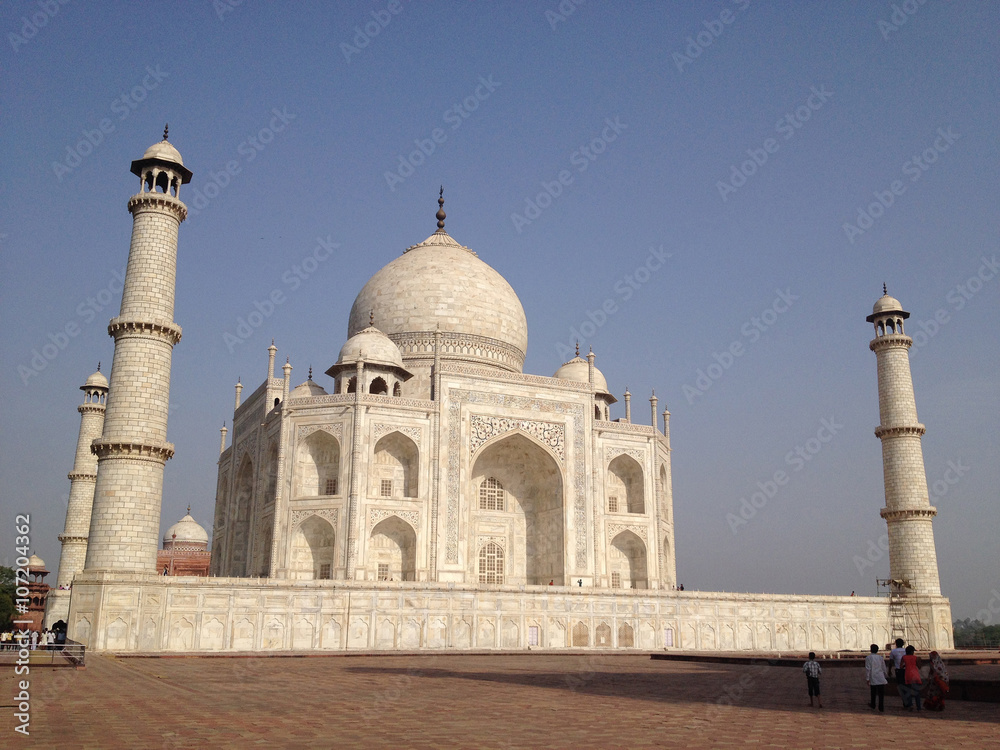 Taj Mahal is a white marble mausoleum in Agra, India