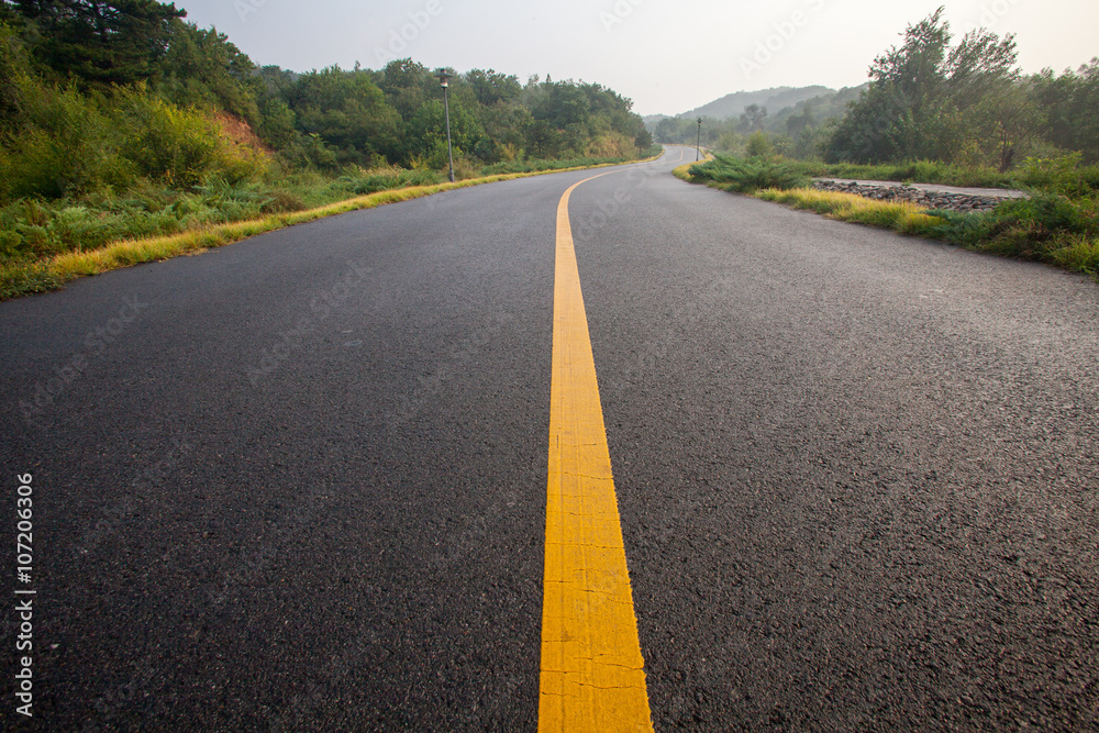 Beautiful Sun Rising Sky With Asphalt Highways Road