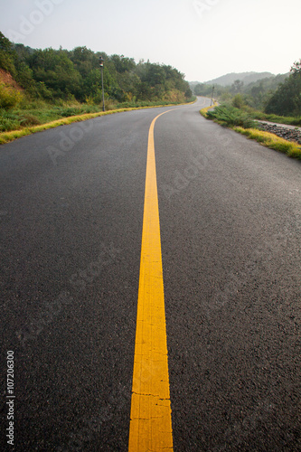 Beautiful Sun Rising Sky With Asphalt Highways Road