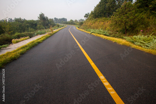 Beautiful Sun Rising Sky With Asphalt Highways Road