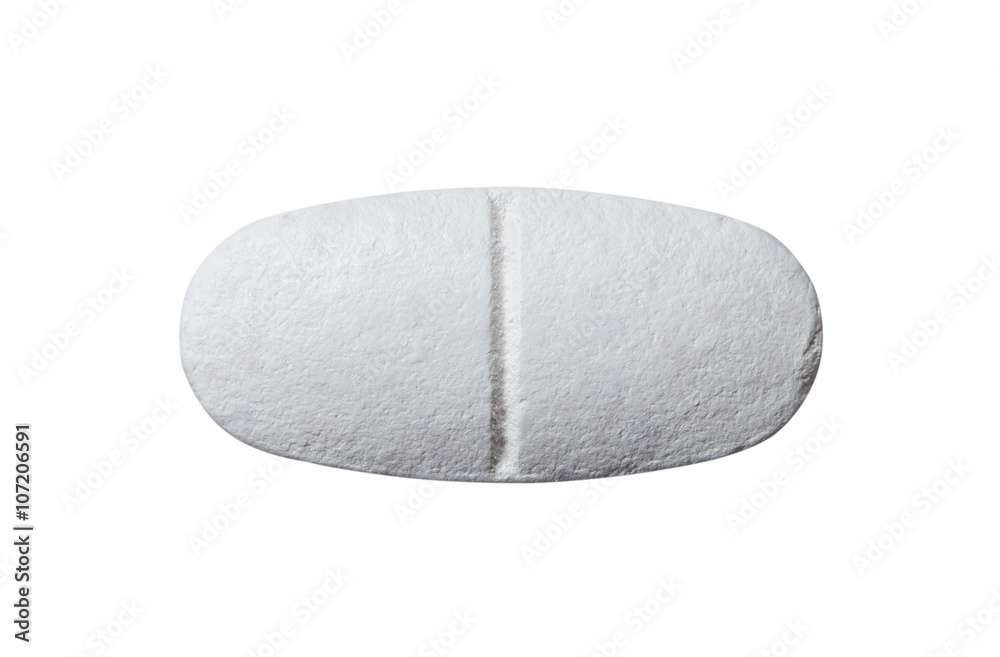 Close-up white pill on isolated background. Close-up white pill on isolated background.