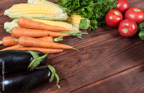 vegetables on wooden background