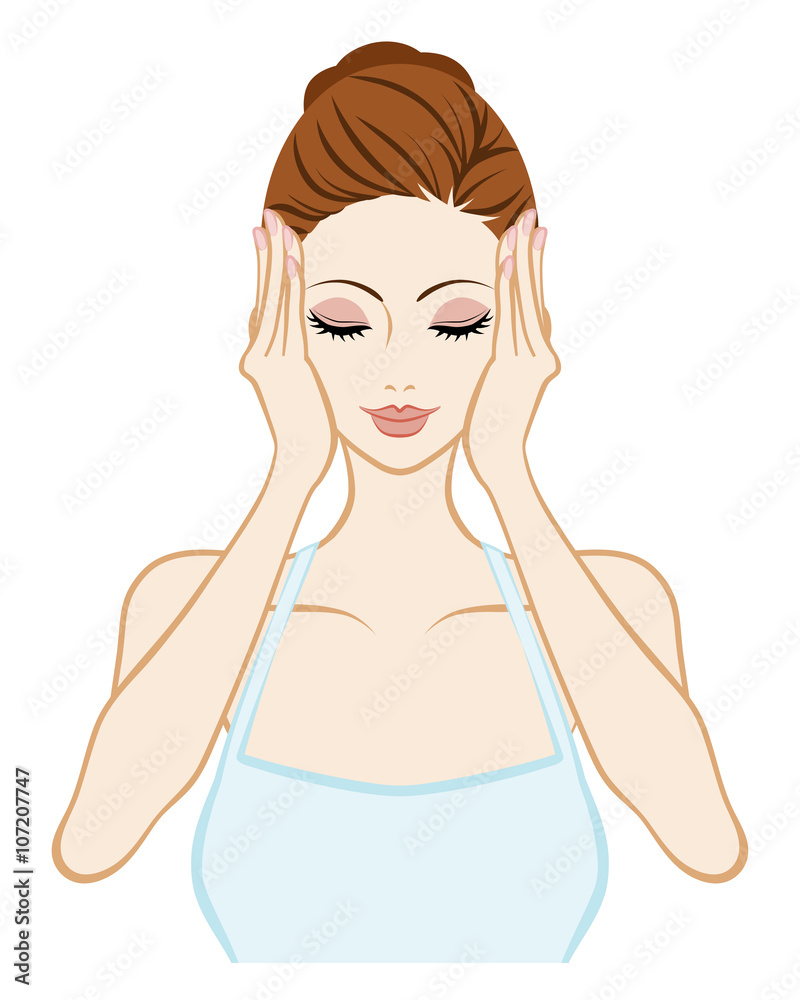 Lift up - Skin Care Woman - Closed eyes and both hands スキンケア リフトアップ 両手 目を閉じる Lift up - Skin Care Woman - Closed eyes and both hands スキンケア リフトアップ 両手 目を閉じる