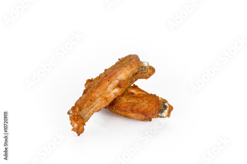 Fried parts chicken wings isolated on white