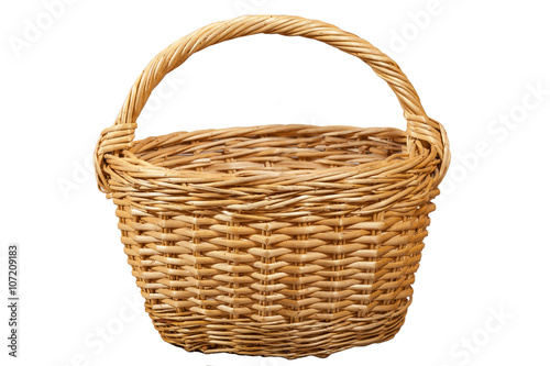 wicker basket isolated on white background