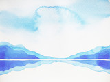 abstract mountain hill, sky landscape watercolor painting