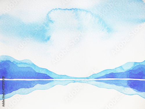 abstract mountain hill, sky landscape watercolor painting