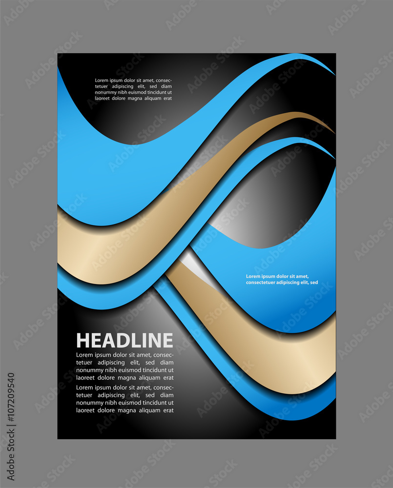 Fototapeta premium Abstract blue and orange background with wave - brochure design or flyer 