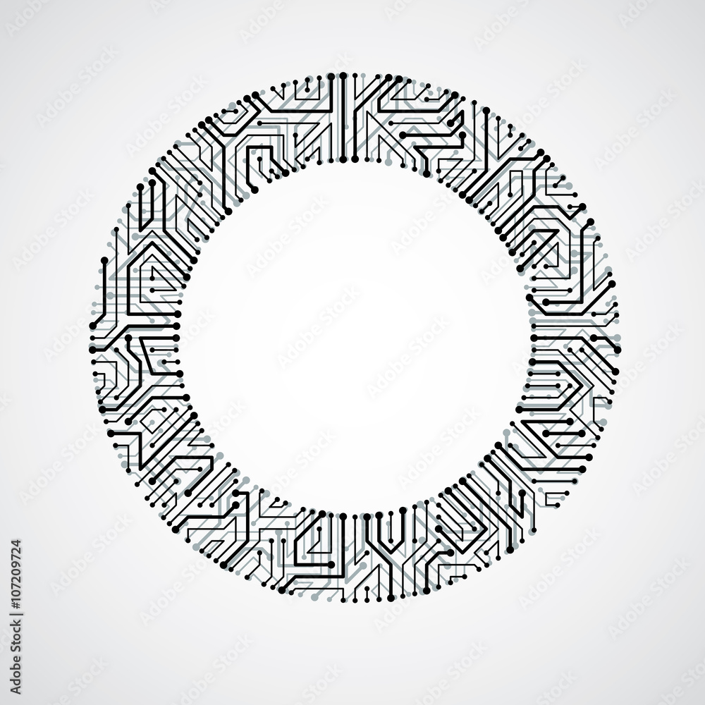 Vector circuit board circle, digital technologies abstraction. Vector circuit board circle, digital technologies abstraction.
