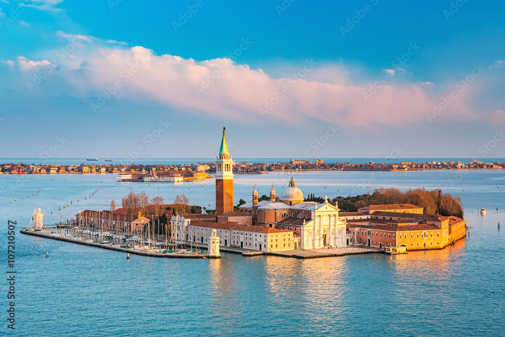 Fototapeta premium Aerial view at San Giorgio Maggiore island, Venice, Italy