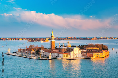 Aerial view at San Giorgio Maggiore island, Venice, Italy photo