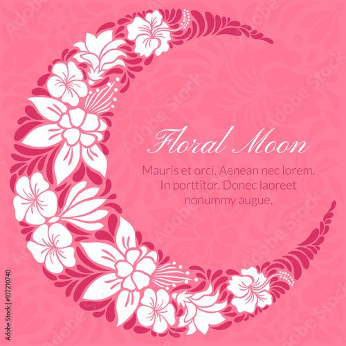 Floral design decorated crescent moon