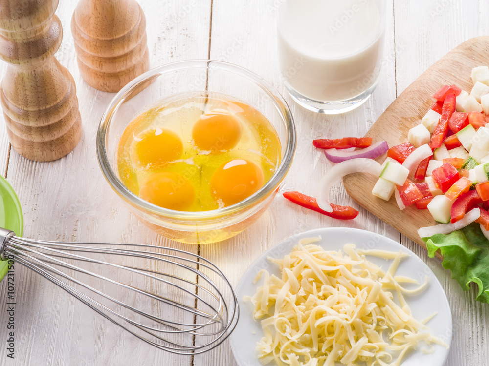Omelette ingredients. Omelette ingredients.