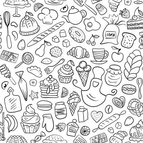 Hand drawn Bakery Seamless Pattern