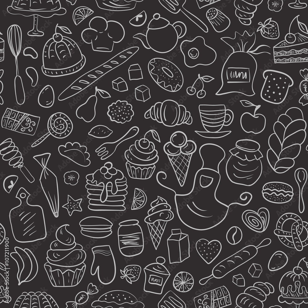 Hand drawn Bakery Seamless Pattern