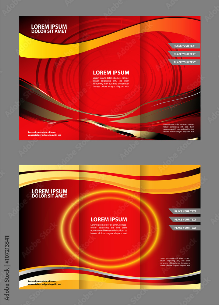 Fototapeta premium Vector empty tri-fold brochure print template design, trifold booklet or flyer 