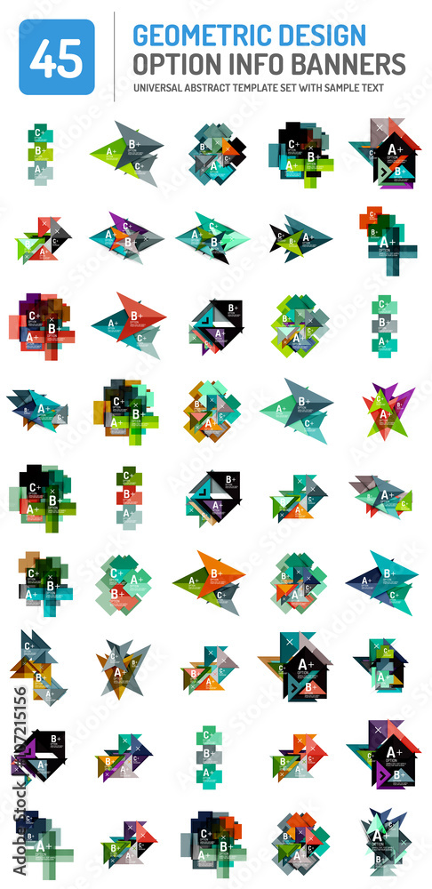 Set of web box geometric banners