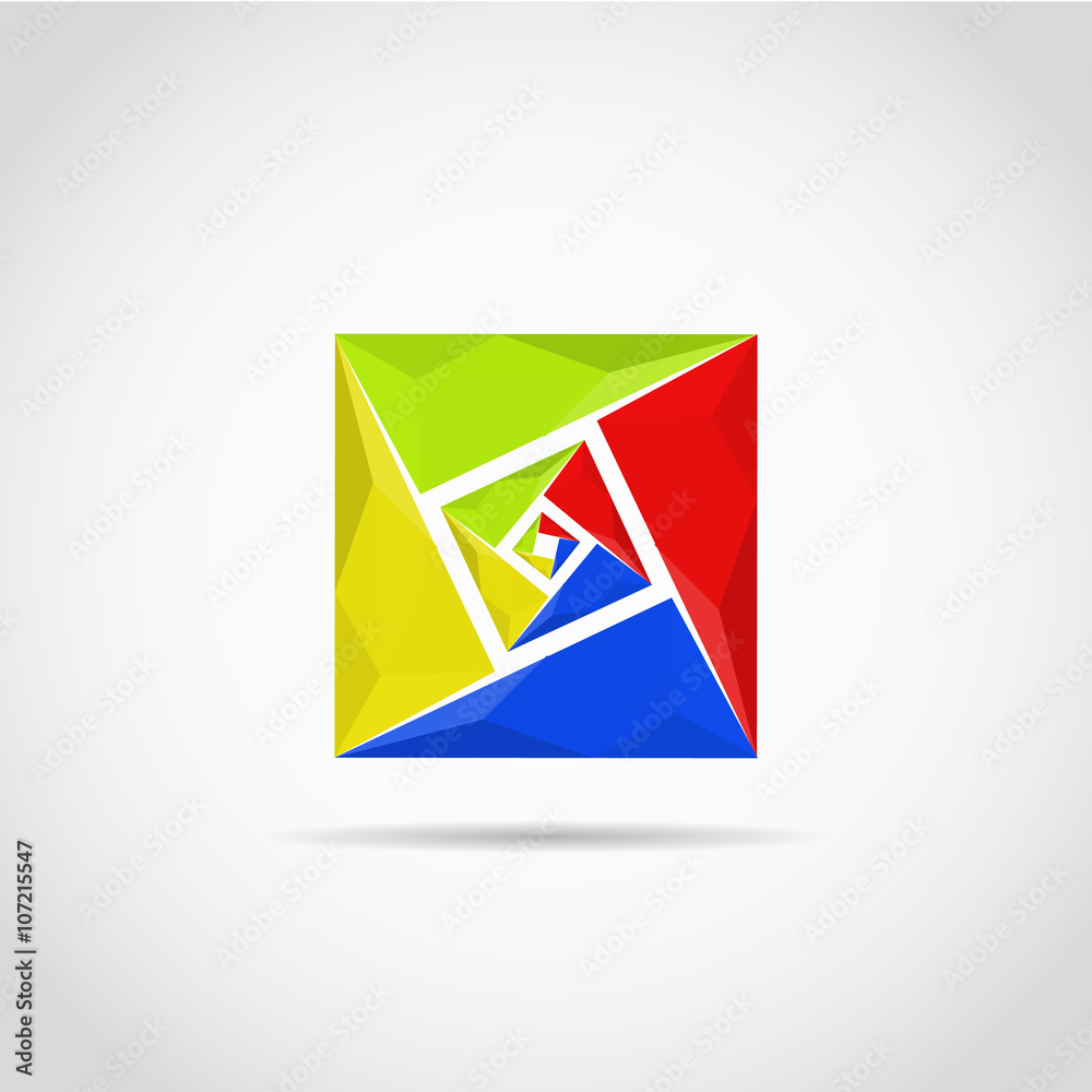 Square color logo in polygonal design Square color logo in polygonal design