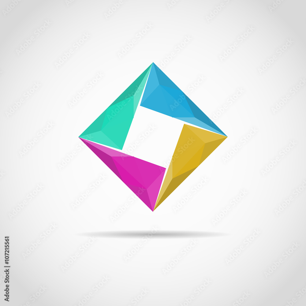 Square color logo in polygonal design Square color logo in polygonal design