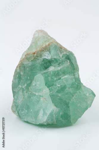 Green fluorite. Mineral natural stone on a white background.