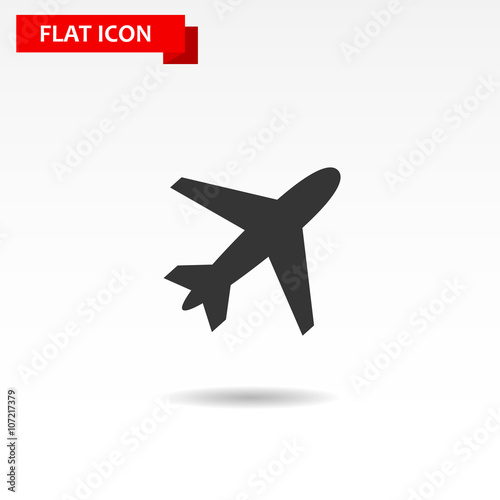 Jet Plane vector icon. Style is flat black symbol