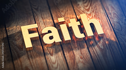 Slika na platnu Word Faith on wood planks