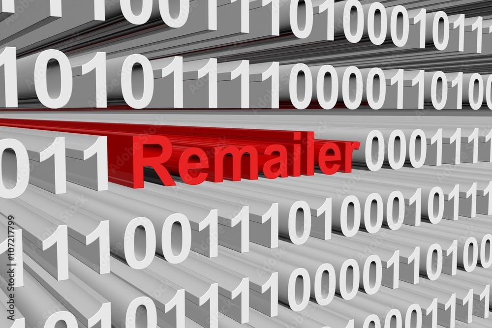 remailer in the form of binary code, 3D illustration
