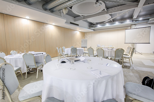 Bild auf Leinwand Banquet hall for business presentations