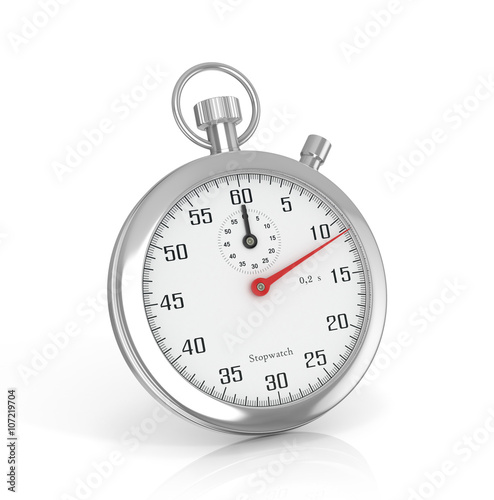 Stopwatch silver isolated white fonom.3D Image