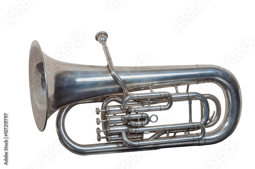 classical music brass instrument Euphonium isolated on white background