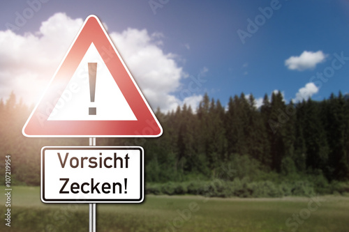 Vorsicht Zecken Warnung Schild