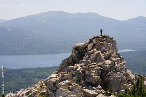 Man on top of the high mountain