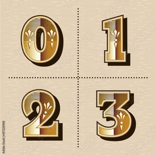 Vintage western numbers alphabet letters font design vector illu