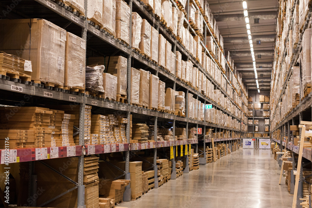 Warehouse, paper and wooden box