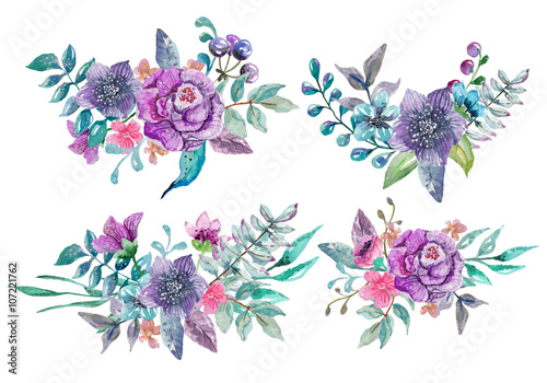 Watercolor floral and nature elements