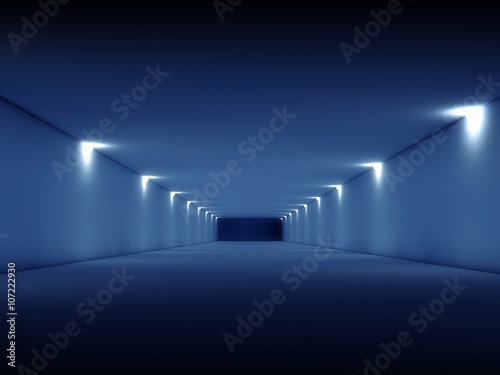 Fototapeta Naklejka Na Ścianę i Meble -  Abstract long dark empty tunnel interior 3d
