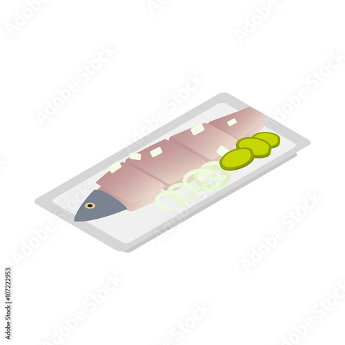 Dutch salted herring icon, isometric 3d style 