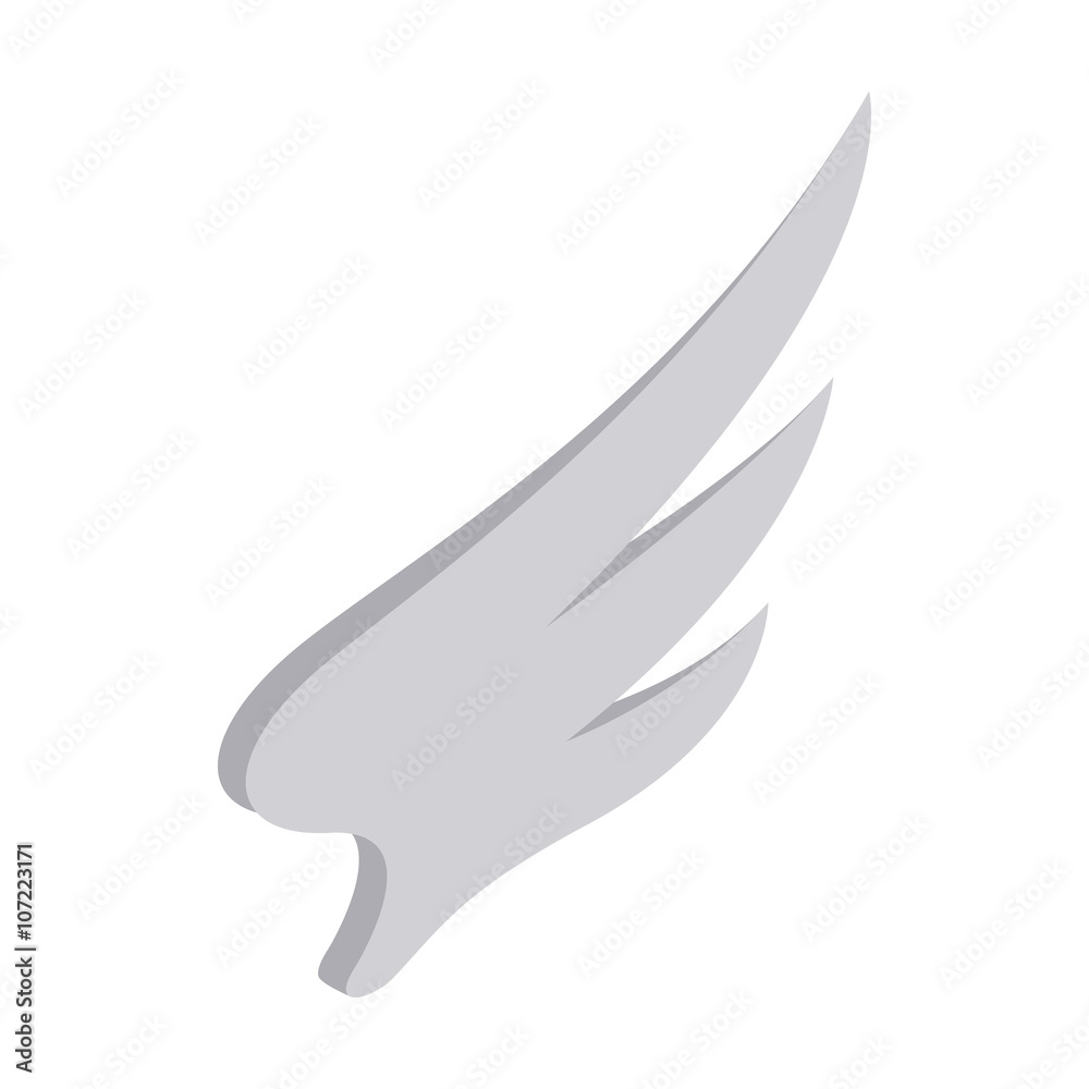 Obraz premium Light gray wing icon, isometric 3d style