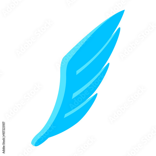 Cyan wing icon, isometric 3d style