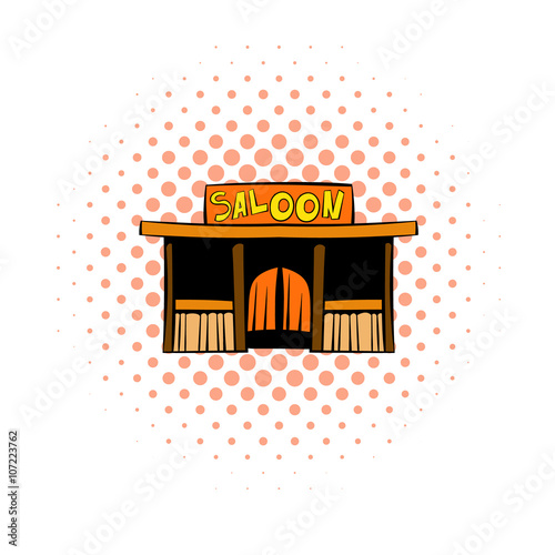 Western saloon icon, comics style