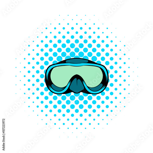 Diving mask icon, comics style 
