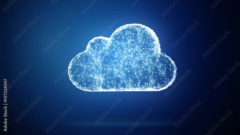 cloud storage from dots an lines slow moving, network conception from a plurality of hosts and communications 4K