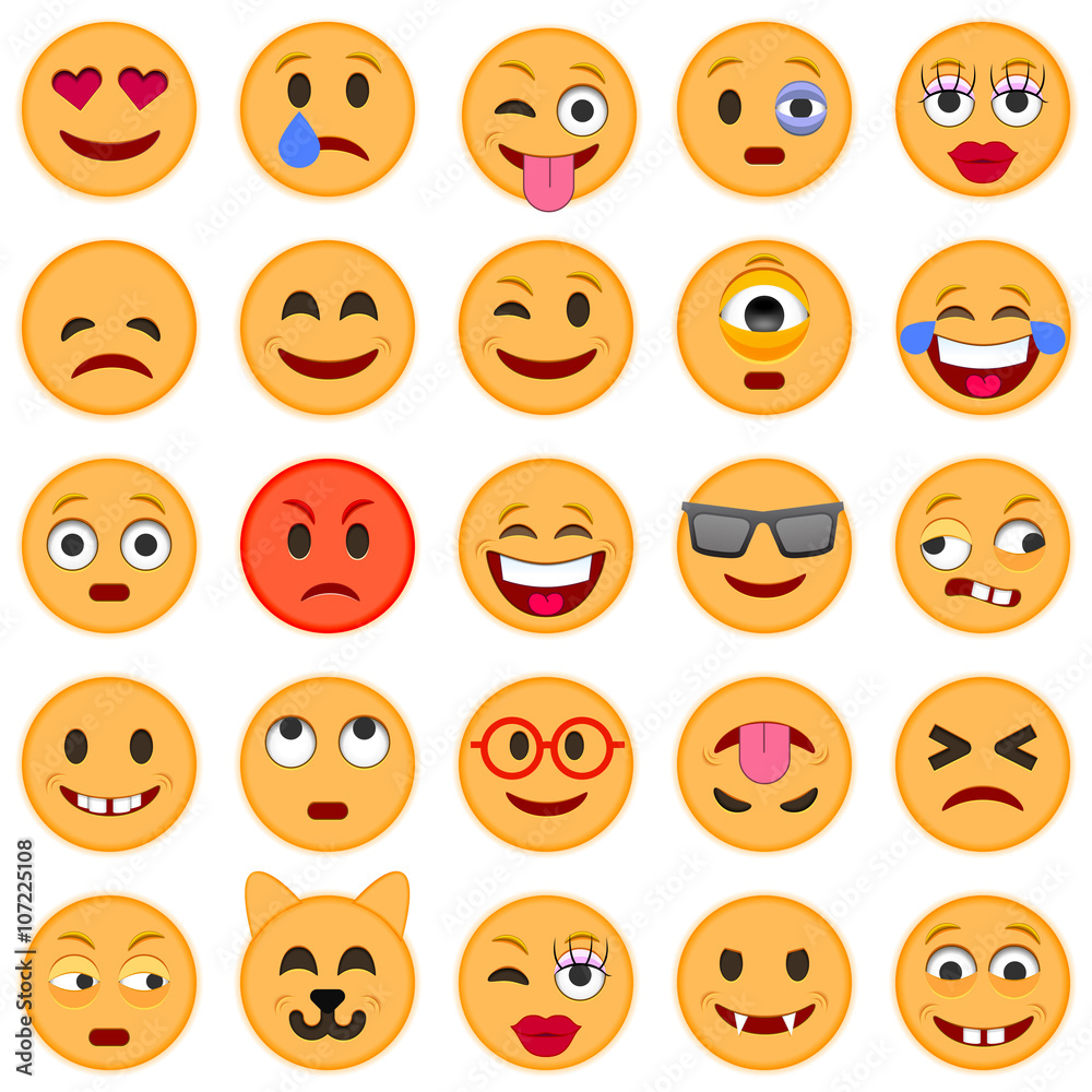 Set of Emoticons. Set of Emoji. Smile icons. Set of Emoticons. Set of Emoji. Smile icons.