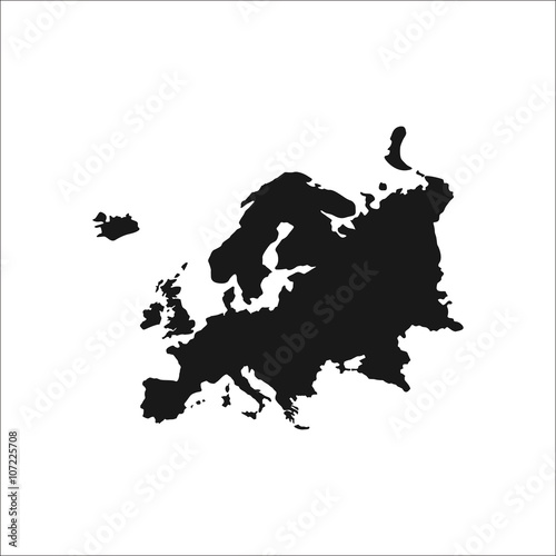 Europe continent map simple icon on background
