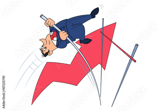 Businessman doing the pole vault 3