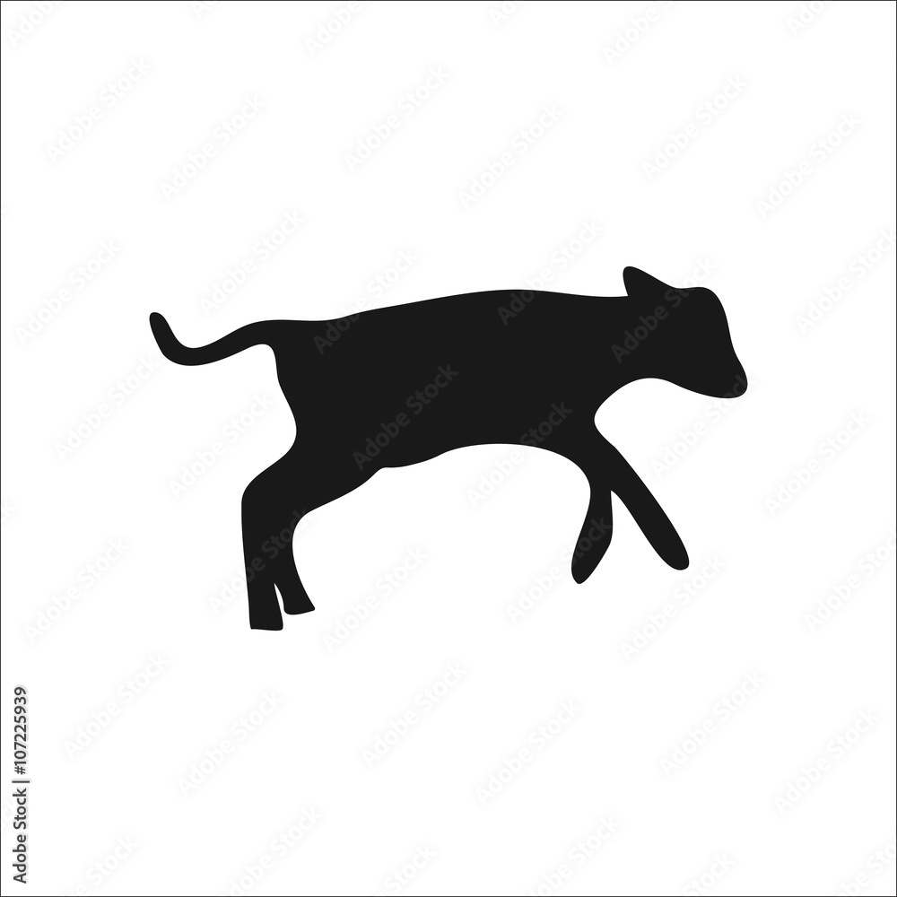 Cow calf silhouette simple icon on background