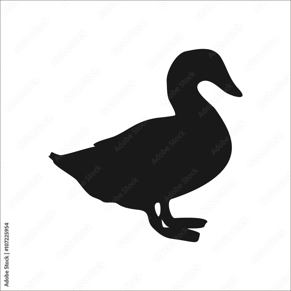 Duck silhouette simple icon on background Duck silhouette simple icon on background