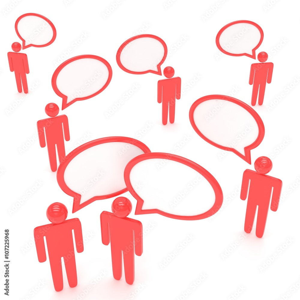 people with talk bubbles isolated over a white background. 3d rendering. people with talk bubbles isolated over a white background. 3d rendering.